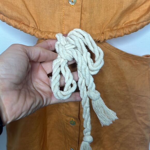 Hevron Simona Orange Linen Cut Out Dress XS - Picture 5 of 8